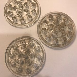 3 Vintage glass flower frogs